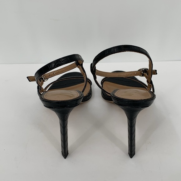 Sam Edelman Dara strappy naked sandals shoe heel croc delicate embossed black 7 - Picture 4 of 7